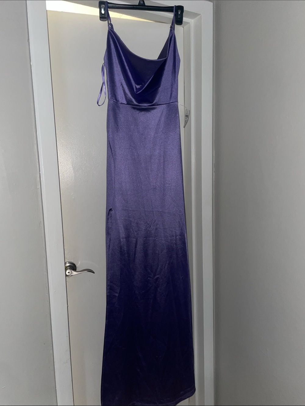 Windsor Satin Cowl Maxi Dress in Purple
